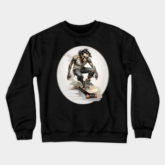 Skater Zombie Crewneck Sweatshirt by Paul_Abrams
